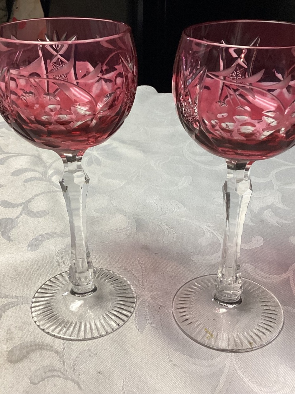NAUCHTMANN. CRANBERRY WINE GLASSES SET OF 2 rare ones